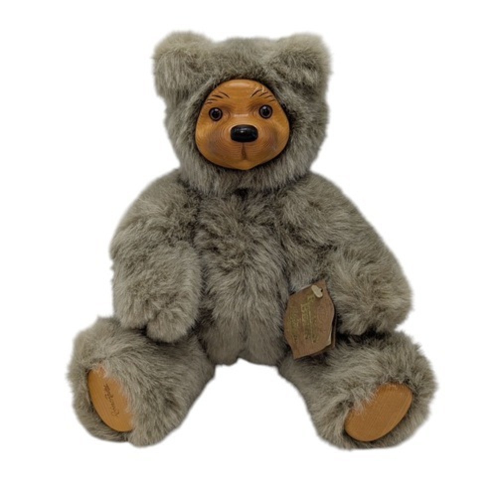 1989 The Good Company Robert Raikes Cookie Posable Wooden Face Teddy Bear 12inch